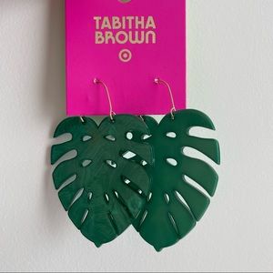 Tabitha Brown for Target Green Monstera Leaf Plant Earrings